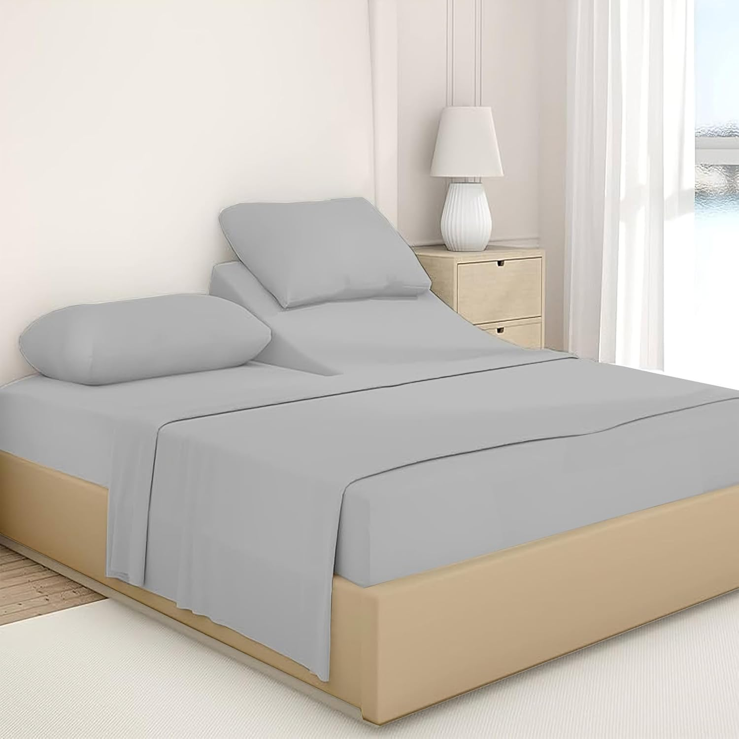 Amazon.com: Split Top King Sheets Sets For Adjustable Beds - 100% ... inside Split King Fitted Sheets For Adjustable Bed