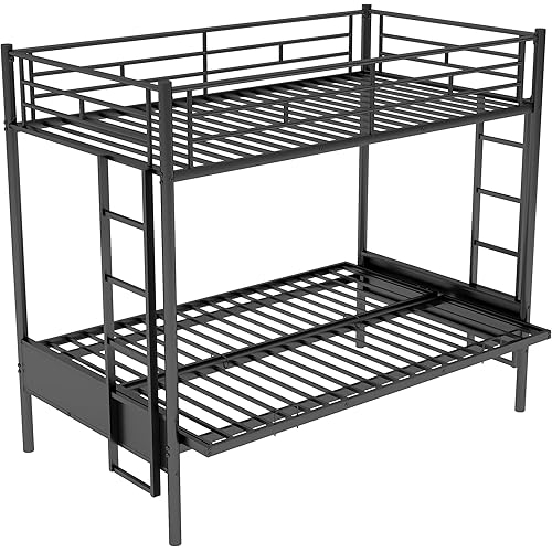 Amazon.com: Twin-Over-Futon Metal Bunk Bed ,Twin Over Full Convertible ... for Understanding the Space-Saving Benefits of Twin Over Full Futon Bunk Beds