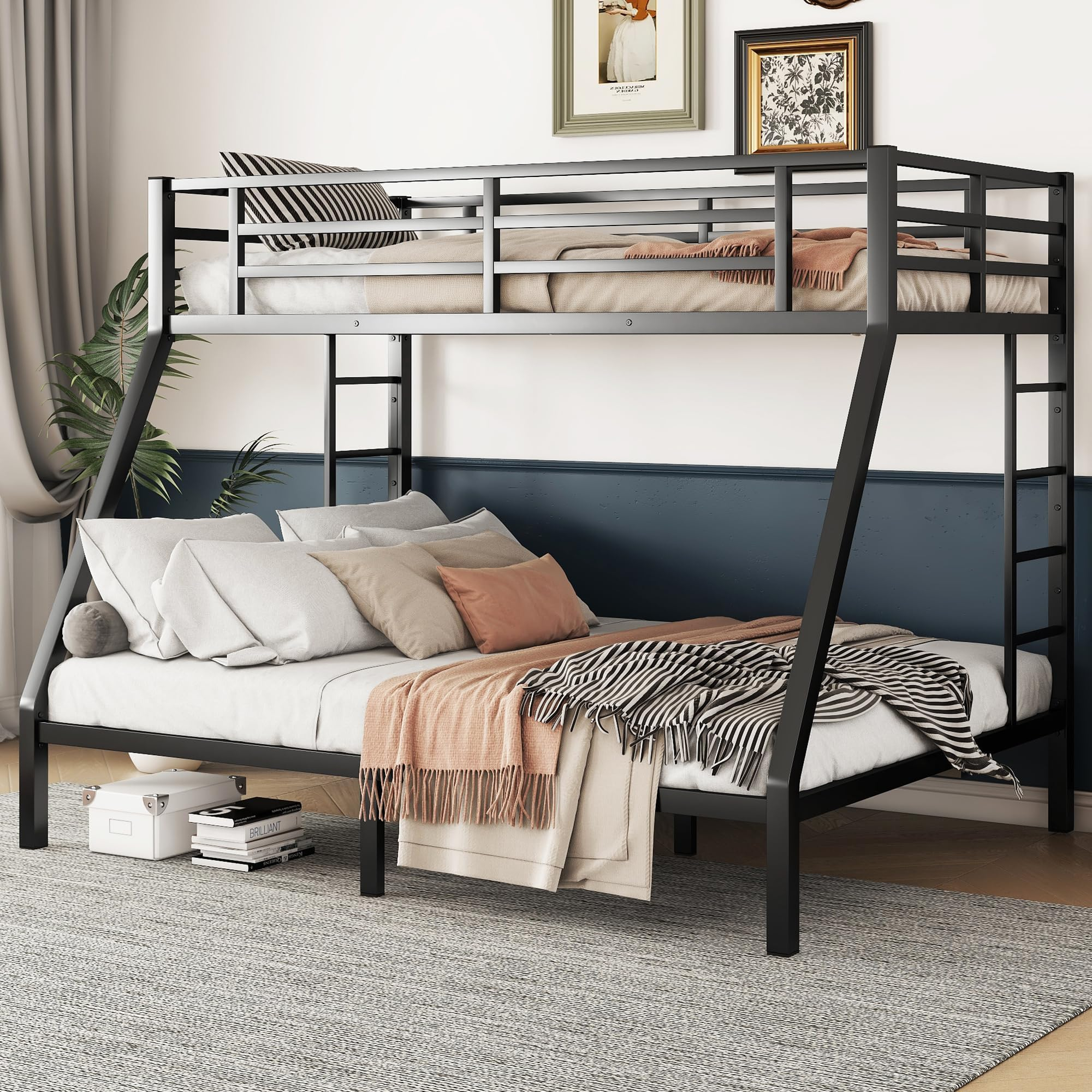 Amazon.com: Twin Xl Over Queen Bunk Beds For Adults,Heavy Duty Adult ... throughout Everything You Need to Know About Twin and Queen Bunk Bed Safety