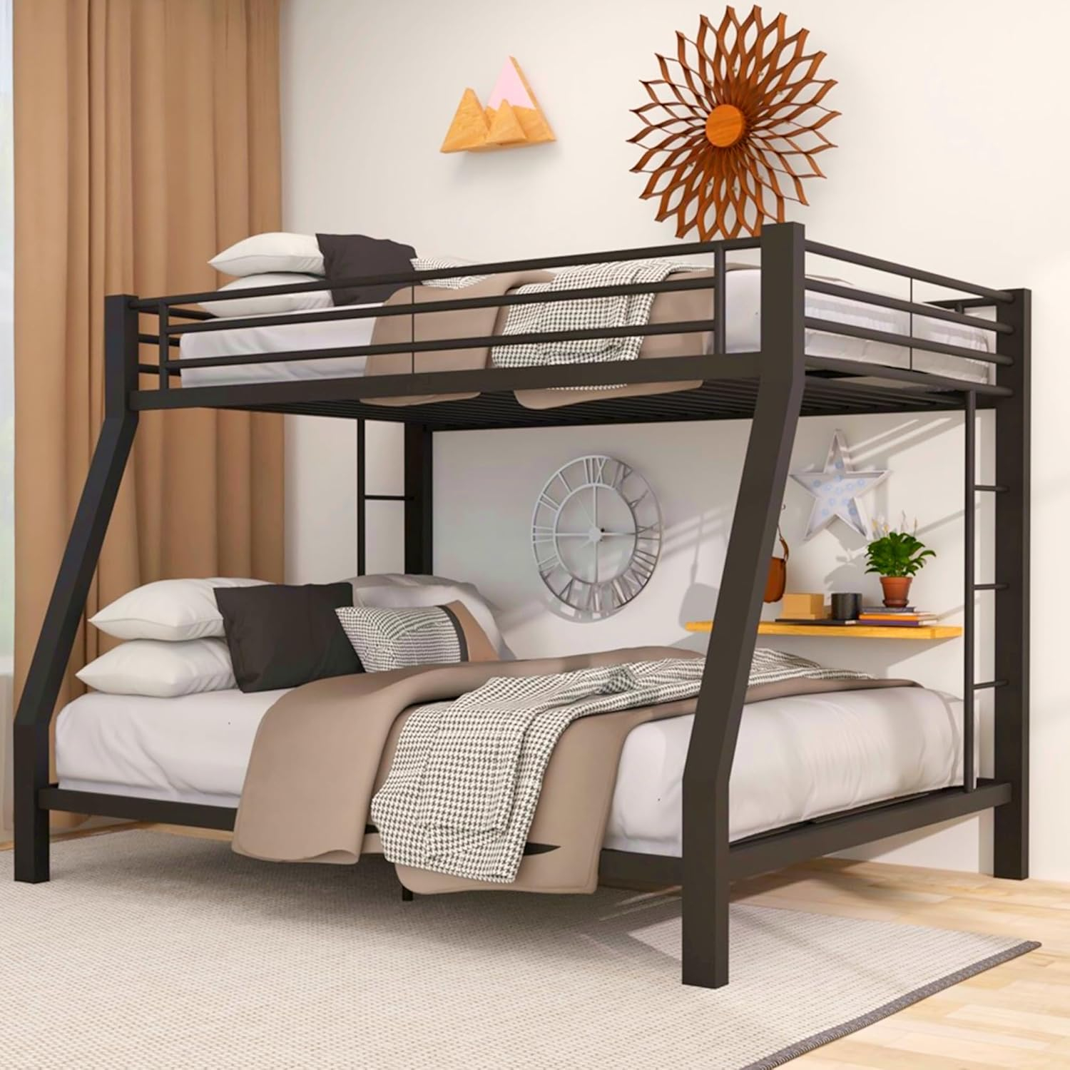Amazon.com: Zmizakoy Metal Full Xl Over Queen Bunk Bed For Adults ... with Bunk Beds With Queen Bottom