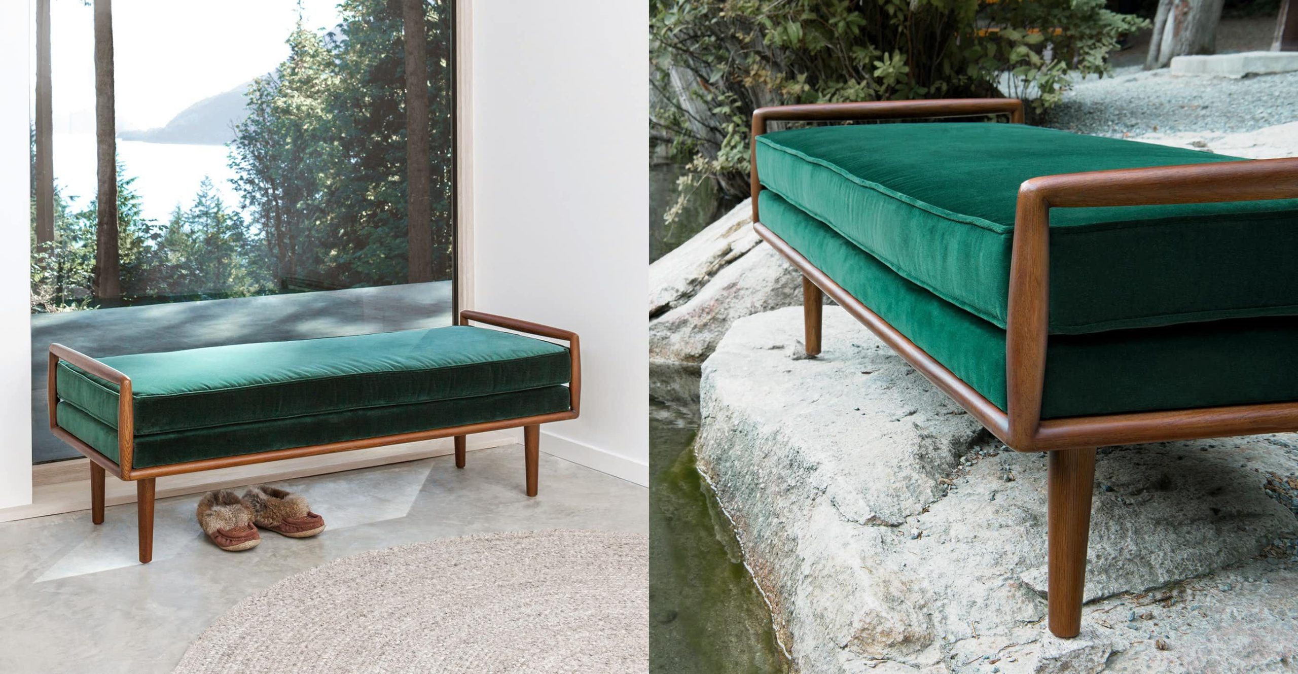Ansa Balsam Green Bench | Mid Century Modern Bench, Modern Bedroom ... with Mid Century Modern Bedroom Bench