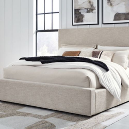 Ashley | Kristiland King Upholstered Storage Bed, Light Brown | Realry within Kristiland King Upholstered Storage Bed
