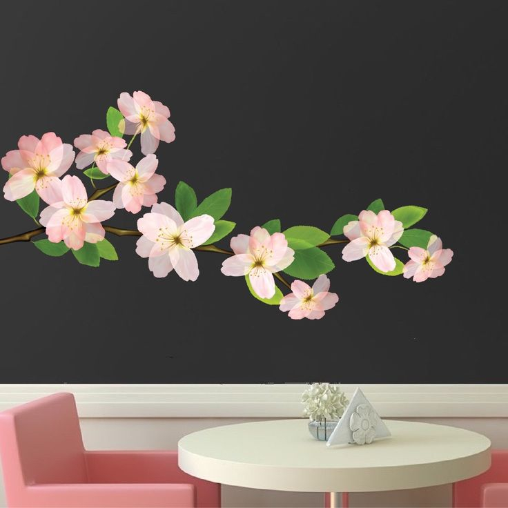 Beautiful Flower Branch Wall Decal - Bedroom Cherry Blossom Wall ... for Understanding the psychology behind flower wall decals in bedroom design