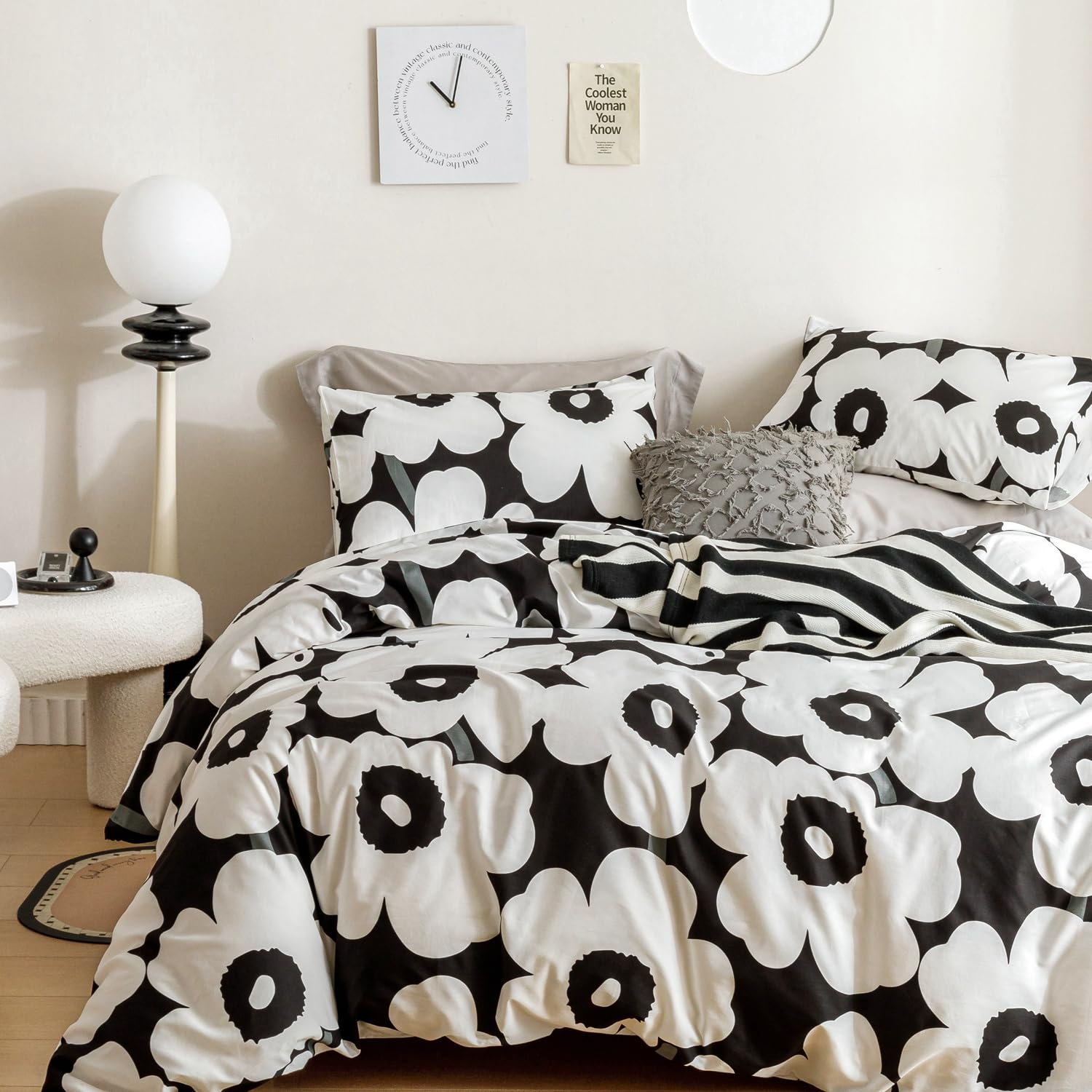 Black And White Floral Bedding Luvivihome 3Pcs Vintage Floral Duvet regarding Black And White Floral Bedspread
