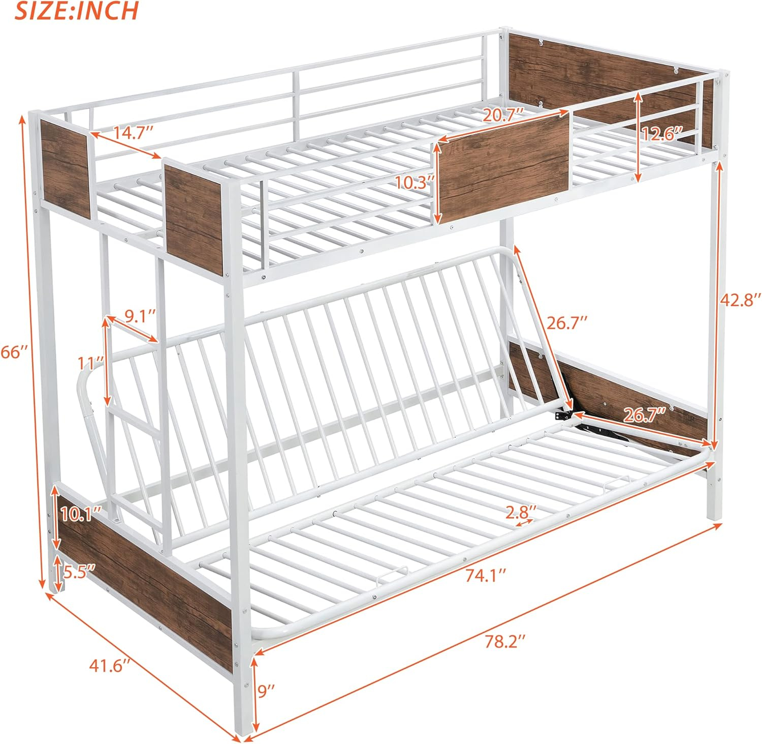 Buy Harper & Bright Designs Twin-Over-Futon Convertible Couch And Bed ... in Understanding the Space-Saving Benefits of Twin Over Full Futon Bunk Beds