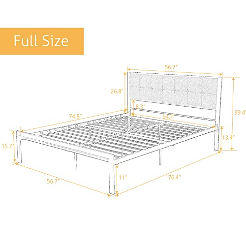 Buy Sha Cerlin Full Size Bed Frame With Strong Metal Slats, Platform ... inside Maximizing Safety While Using Sha Cerlin Bed Frame PDF Instructions