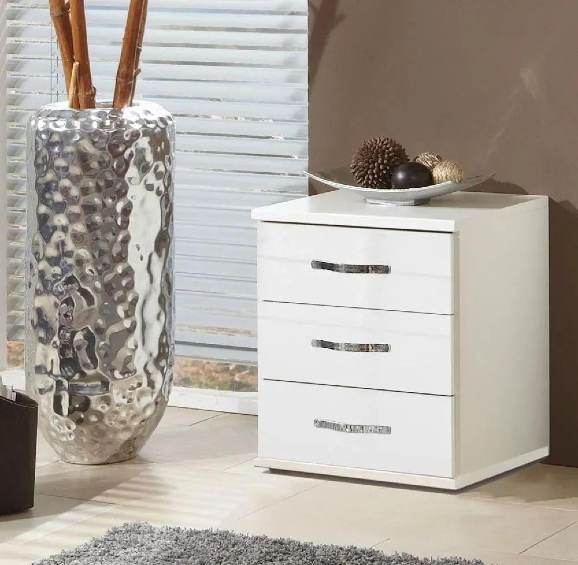 Buy Trio White 3 Drawer Bedside Cabinet The Furnshop with White 3 Drawer Bedside Cabinets