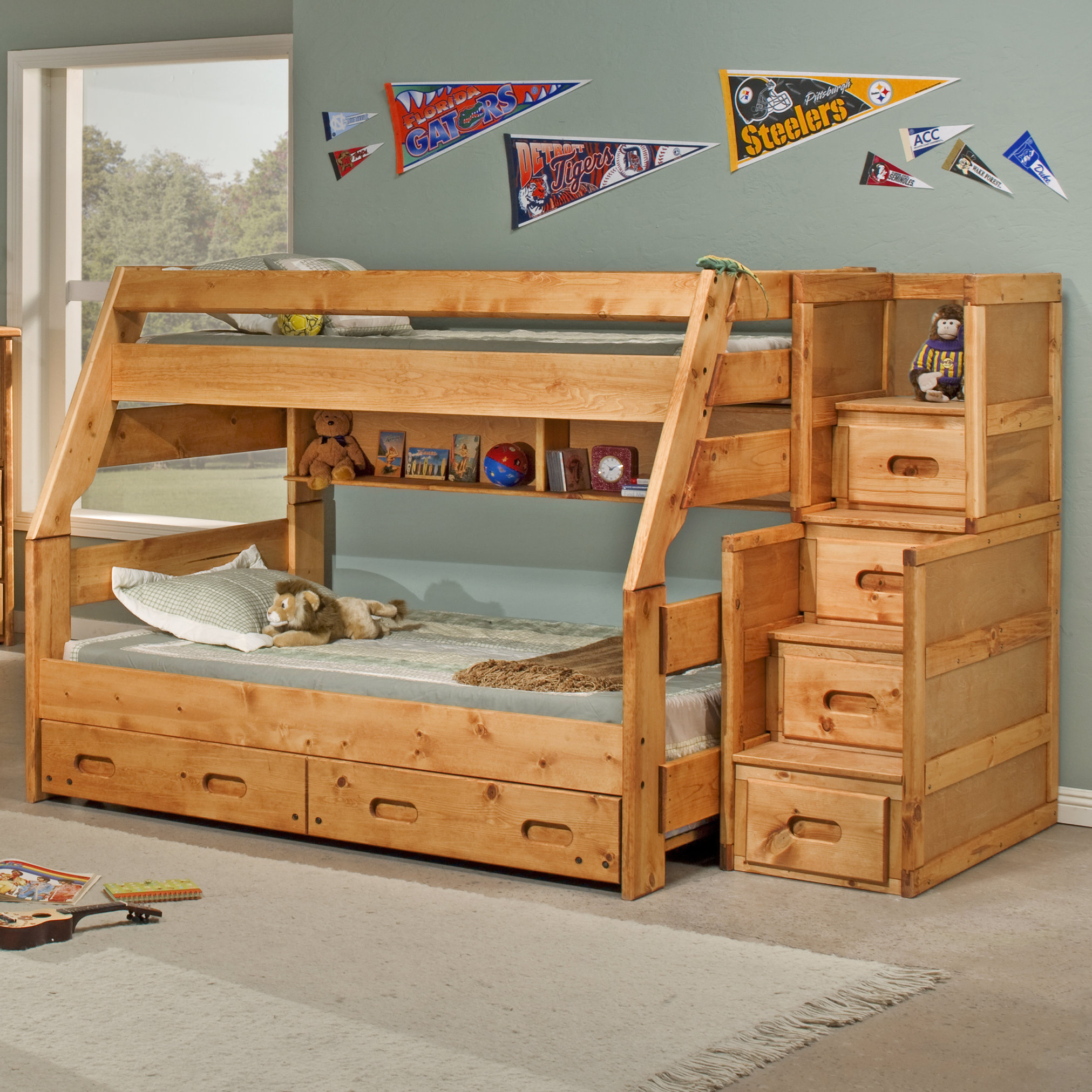 Chelsea Home Twin Over Full Bunk Bed With Trundle & Reviews | Wayfair inside Expert Tips for Selecting and Installing Bunk Beds with Stairs and Trundle