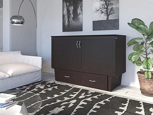 Chelsea Mid-Century Modern Queen Solid Wood Murphy Bed Chest W/Mattress ... pertaining to Lessons in Minimalism: Why Mid Century Modern Murphy Beds Are Perfect for Modern Living