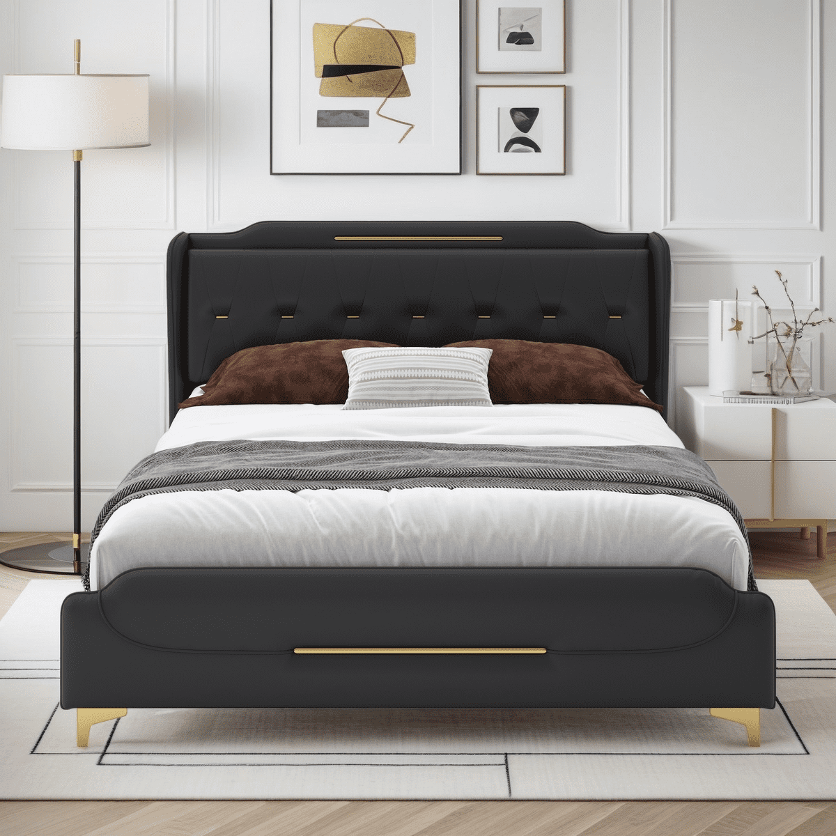 Cityle King Size Leather Bed Frame With Wingback Headboard & Footboard ... for Understanding the durability factors that make king size leather bed frames last longer