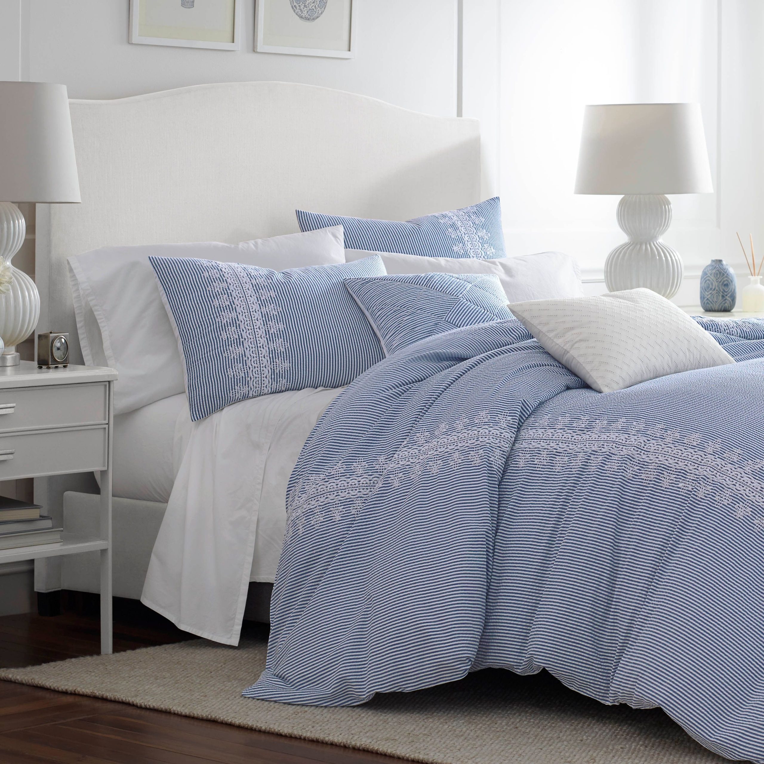 Comforter Sets In 2021 | Blue And White Comforter, Blue Themed Bedroom ... for Blue And White Bed Linens