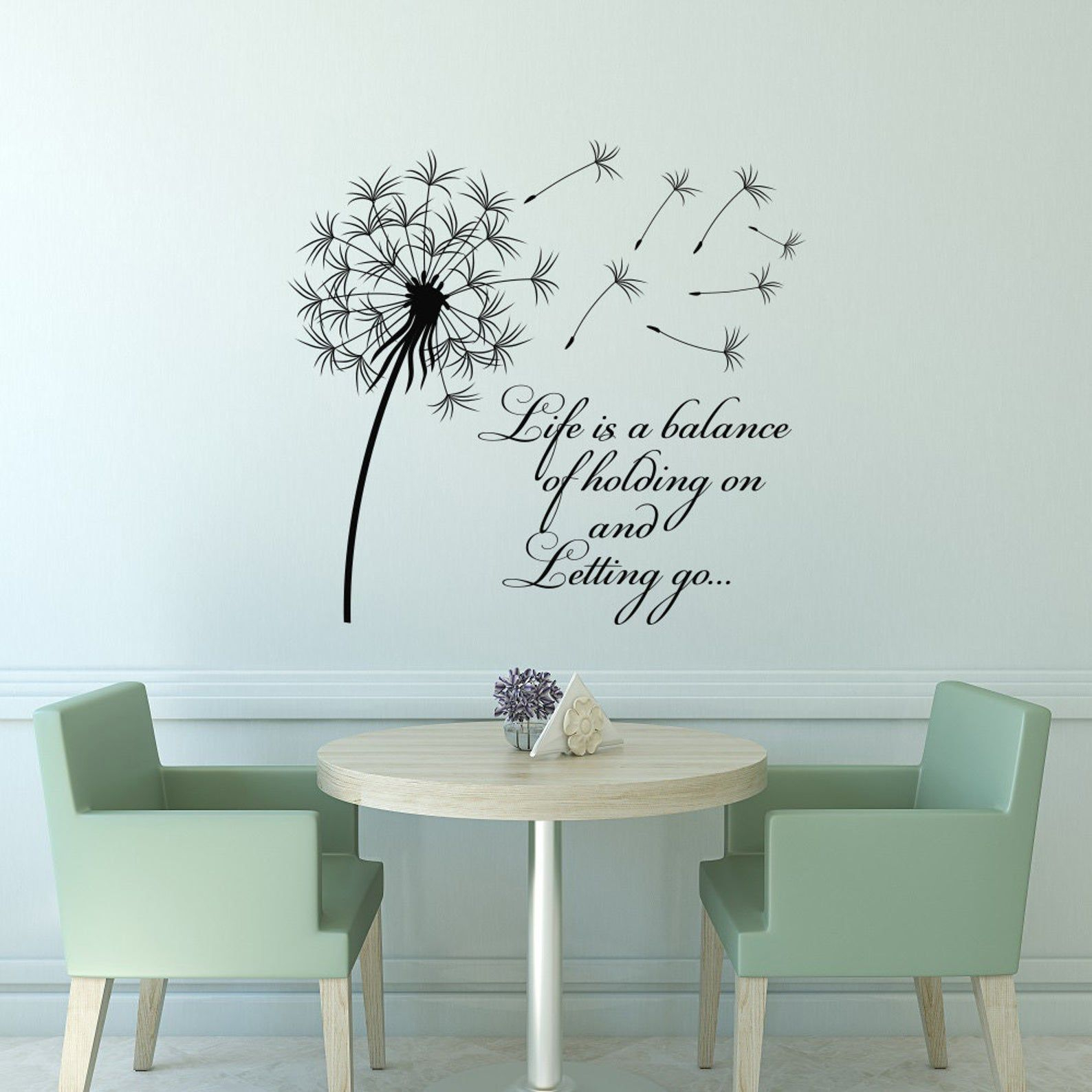Dandelion Wall Decal Quote Life Is A Balance Holding On Letting Go ... intended for Wall Sticker Quotes For Bedrooms