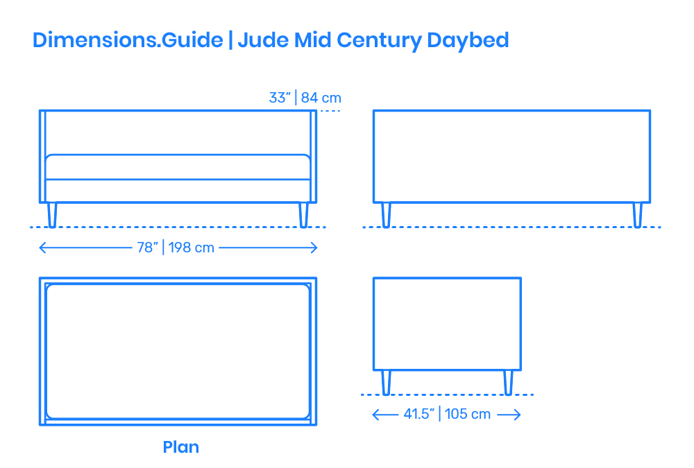 Daybeds Dimensions & Drawings | Dimensions.com for How to Choose the Right Daybed Size for Your Space