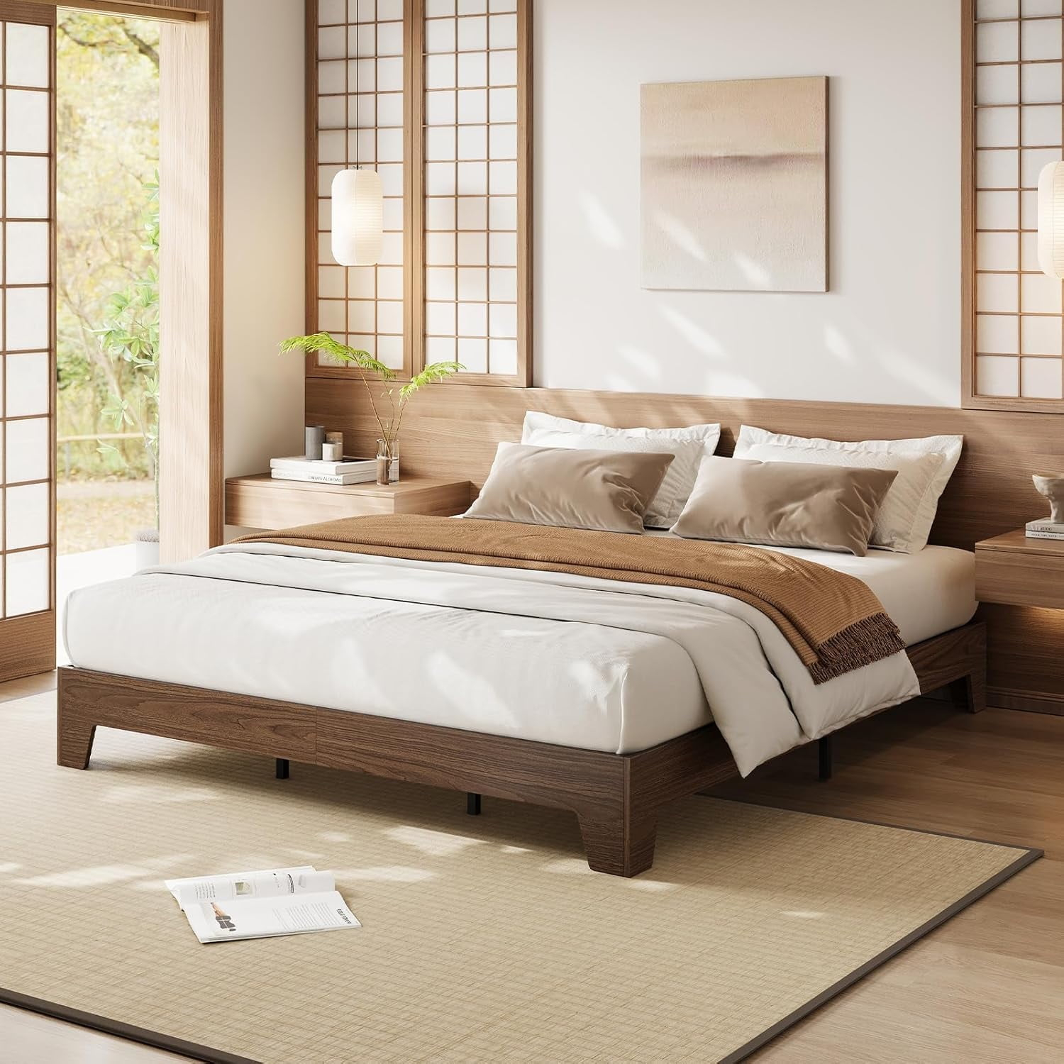 Eastvita California King Size Wood Platform Bed Frame - 10.24" Underbed ... intended for California King Under Bed Storage