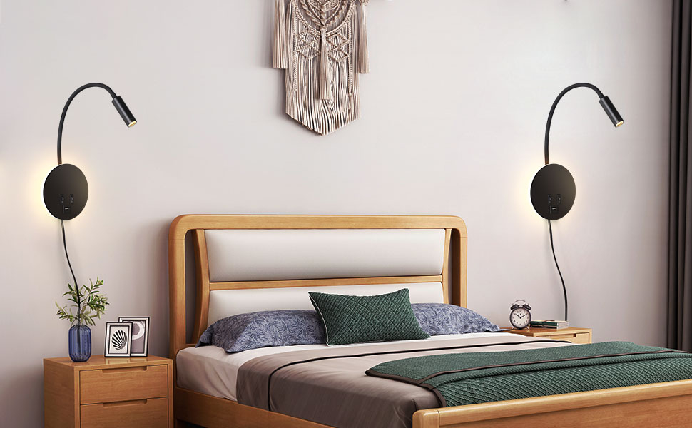 Erwey Bedside Wall Lamp, Led Reading Lamp,Wall Mounted Reading Light ... within Bedroom Wall Lights With Reading Light