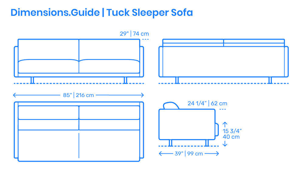 Futons & Sleeper Sofas Dimensions & Drawings | Dimensions.com in Dimensions Of A Futon Bed