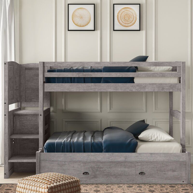 Greyleighâ„¢ Booker Twin Over Full Bunk Bed With Trundle And 4 Drawers ... regarding Twin Over Full With Trundle Bunk Bed
