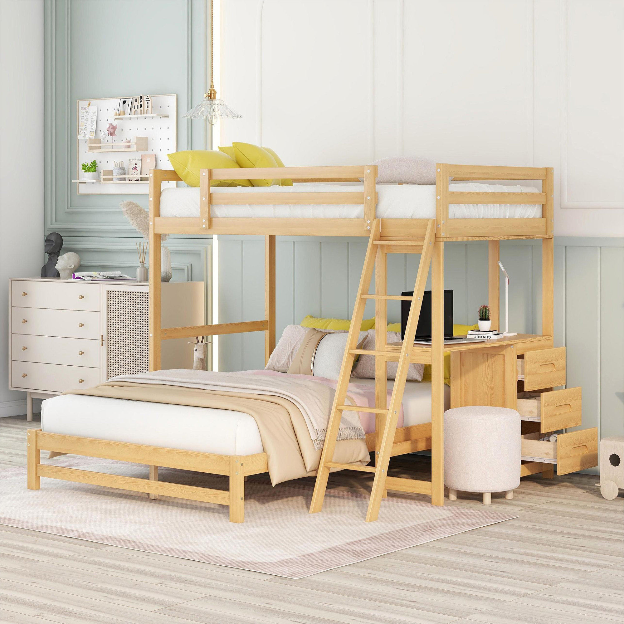Harriet Bee Eulinda Twin Over Full L-Shaped Bunk Beds With Built-In ... for Everything You Need to Know About Wayfair's Best Twin Over Full Bunk Bed Models