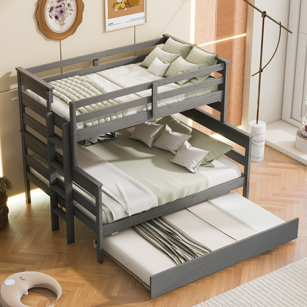 Harriet Bee Wood Twin Over Full Bunk Bed With Twin Size Trundle | Wayfair within Understanding the Benefits of Twin Over Twin Trundle Beds for Small Spaces