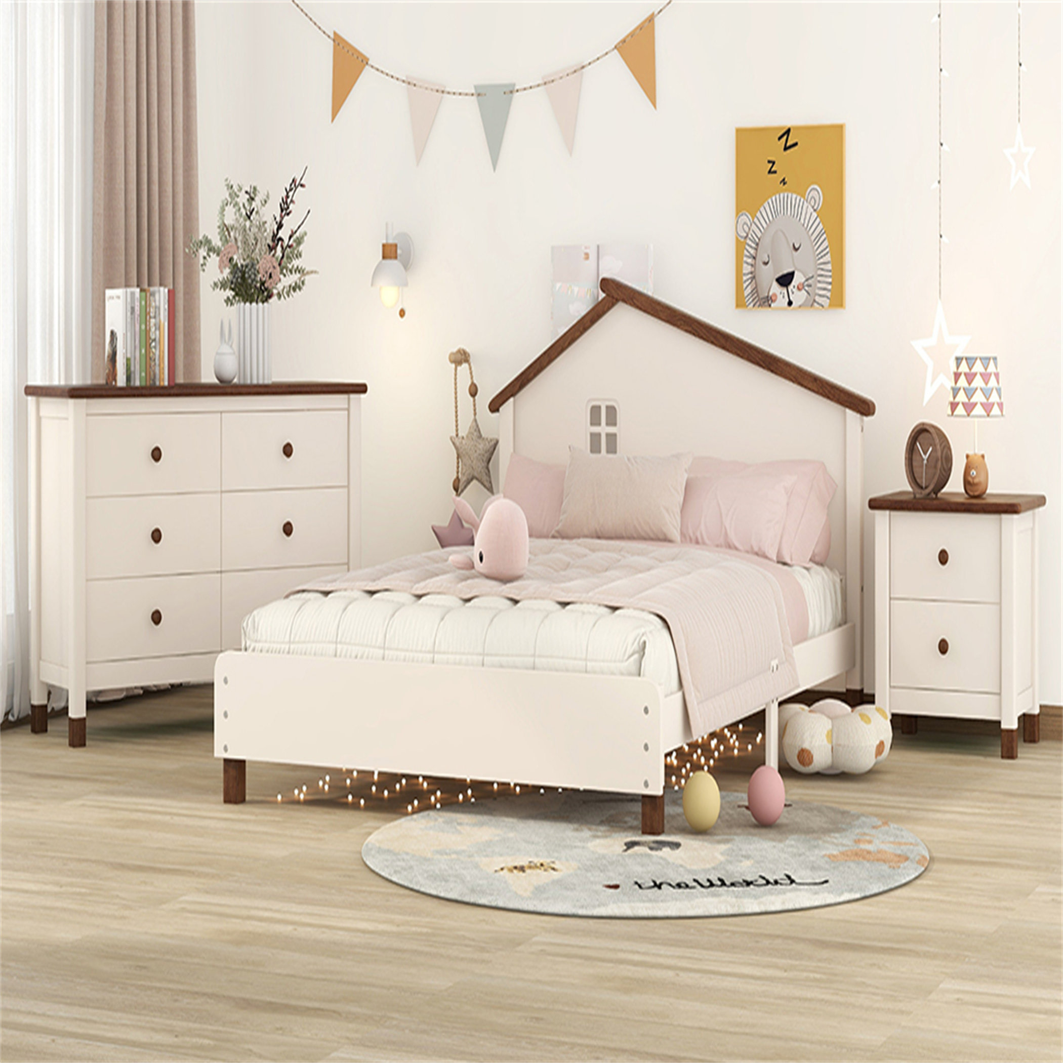 Hokku Designs 3-Pieces Bedroom Sets Full Size Platform Bed With ... pertaining to The Complete Guide to Choosing Full Size Kids Bedroom Furniture