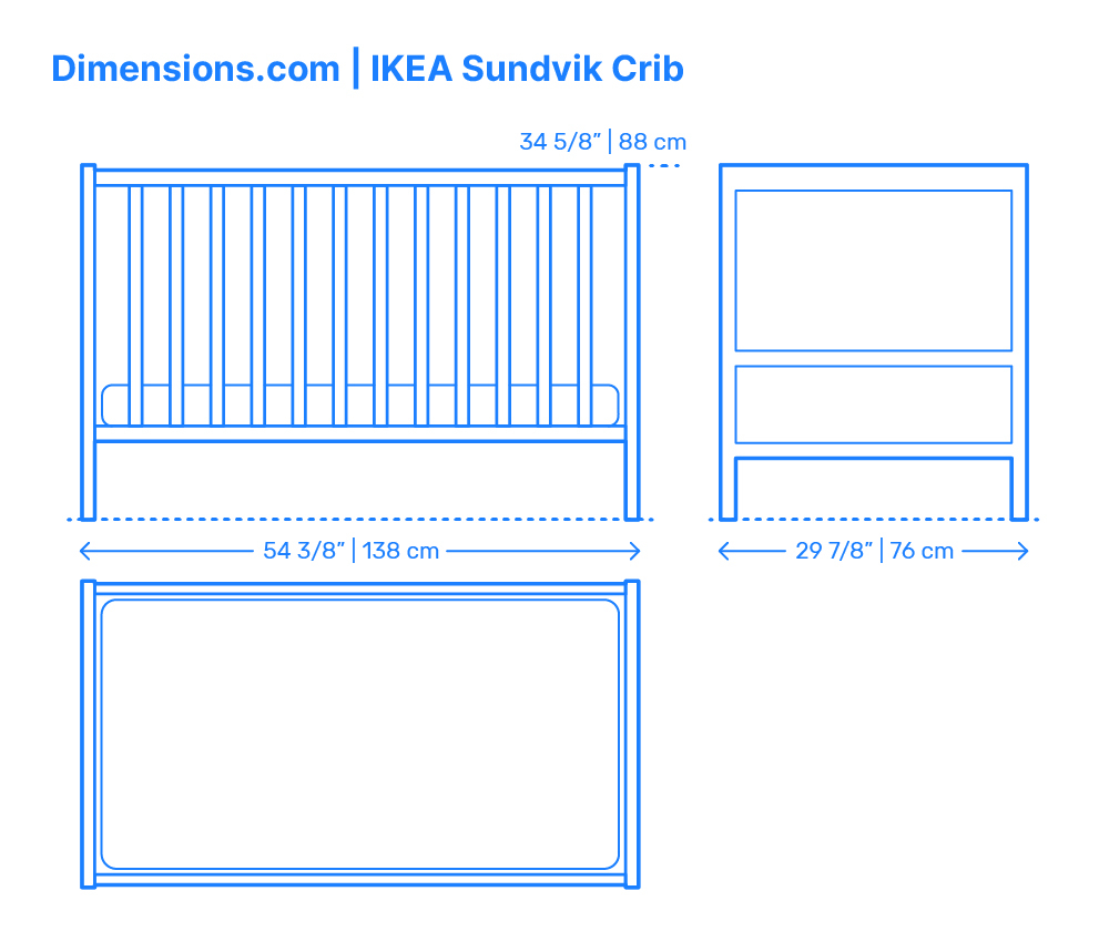 Ikea Sniglar Crib Dimensions & Drawings | Dimensions.com within What Is The Dimensions Of A Crib Mattress
