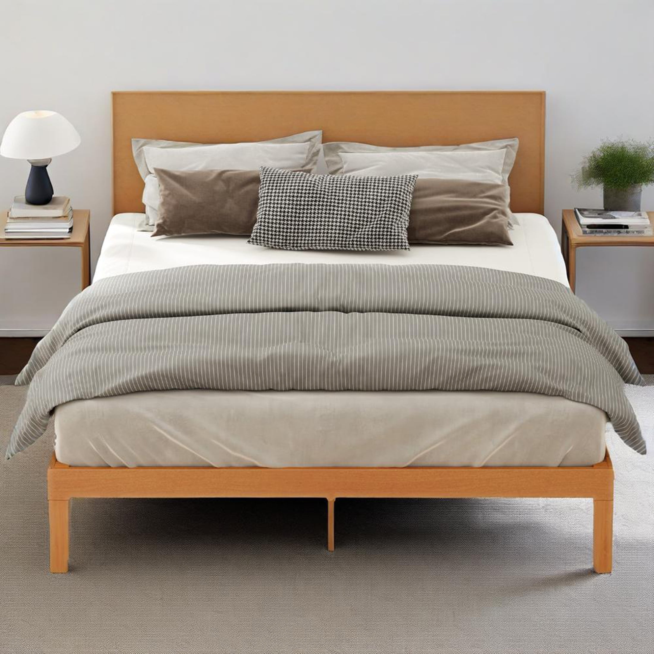 Joinsun King Size Wood Bed Frame, 12In Wooden Platform Bed Frame With ... throughout Wooden Bed Frame King Size