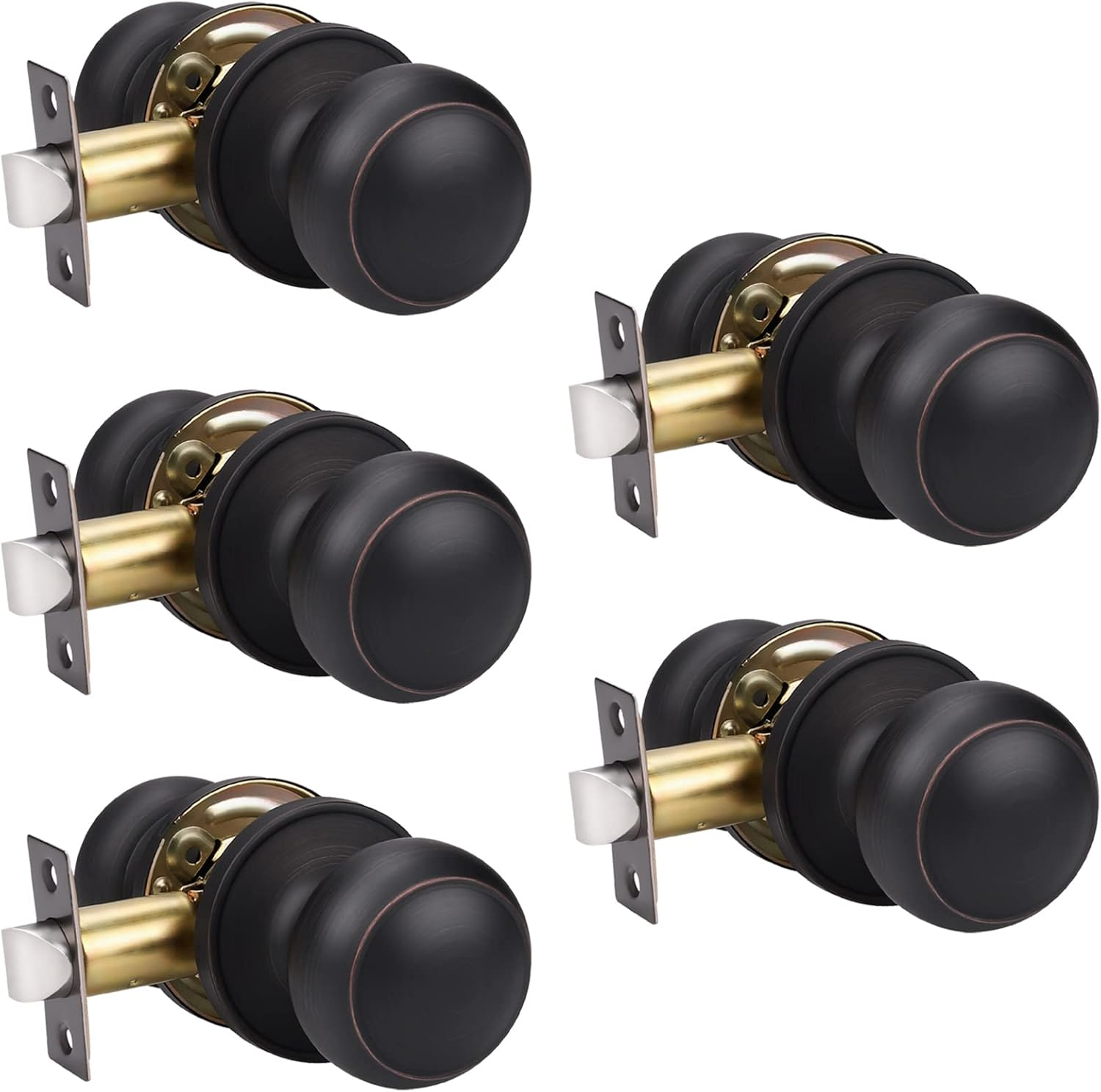 Knobwell 5 Pack Bronze Passage Door Knobs - Classic Modern Interior ... inside Creating visual harmony with oil rubbed bronze door knobs in home interiors