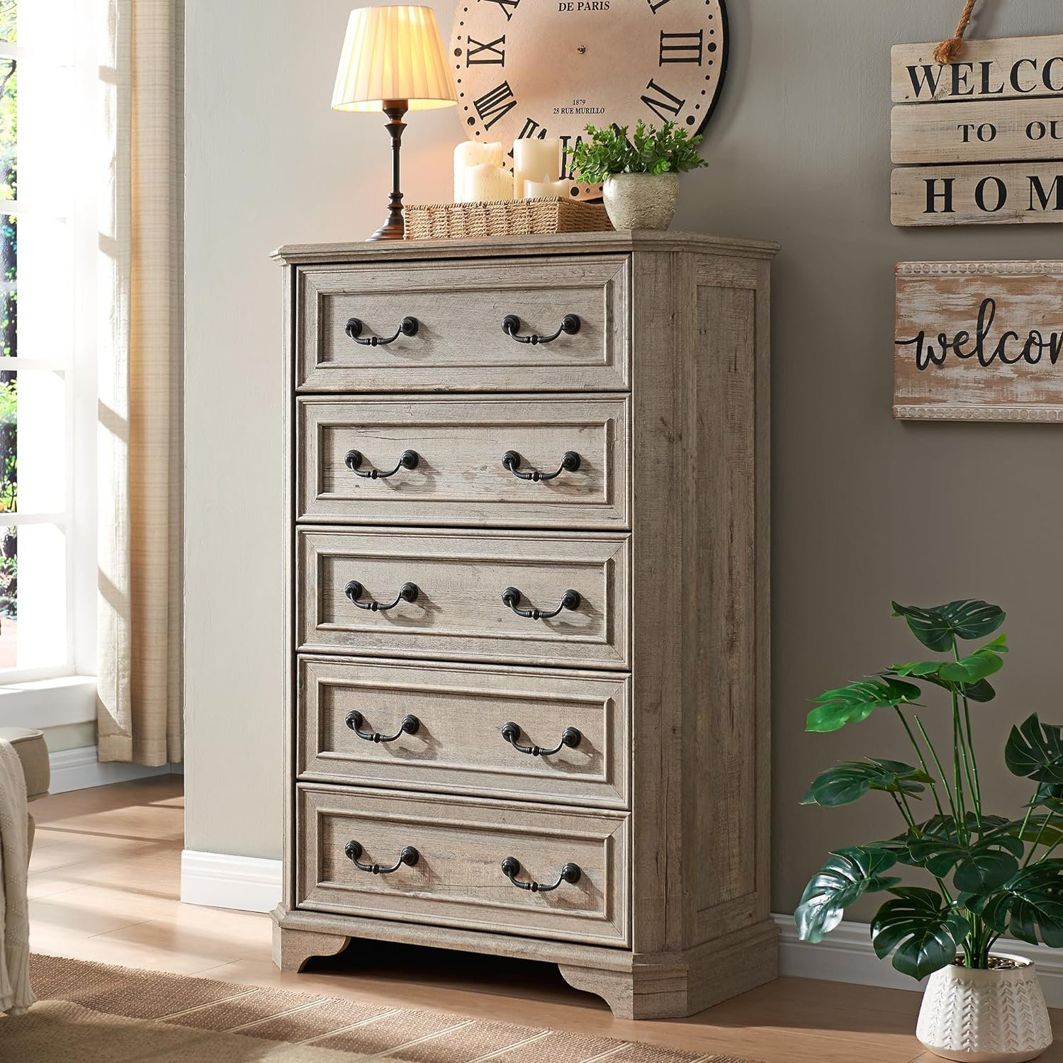 Laurel Foundry Modern Farmhouse® Theron Farmhouse 5 Drawer Bedroom ... within Understanding the Best Wood Tall Dresser Options for Your Bedroom