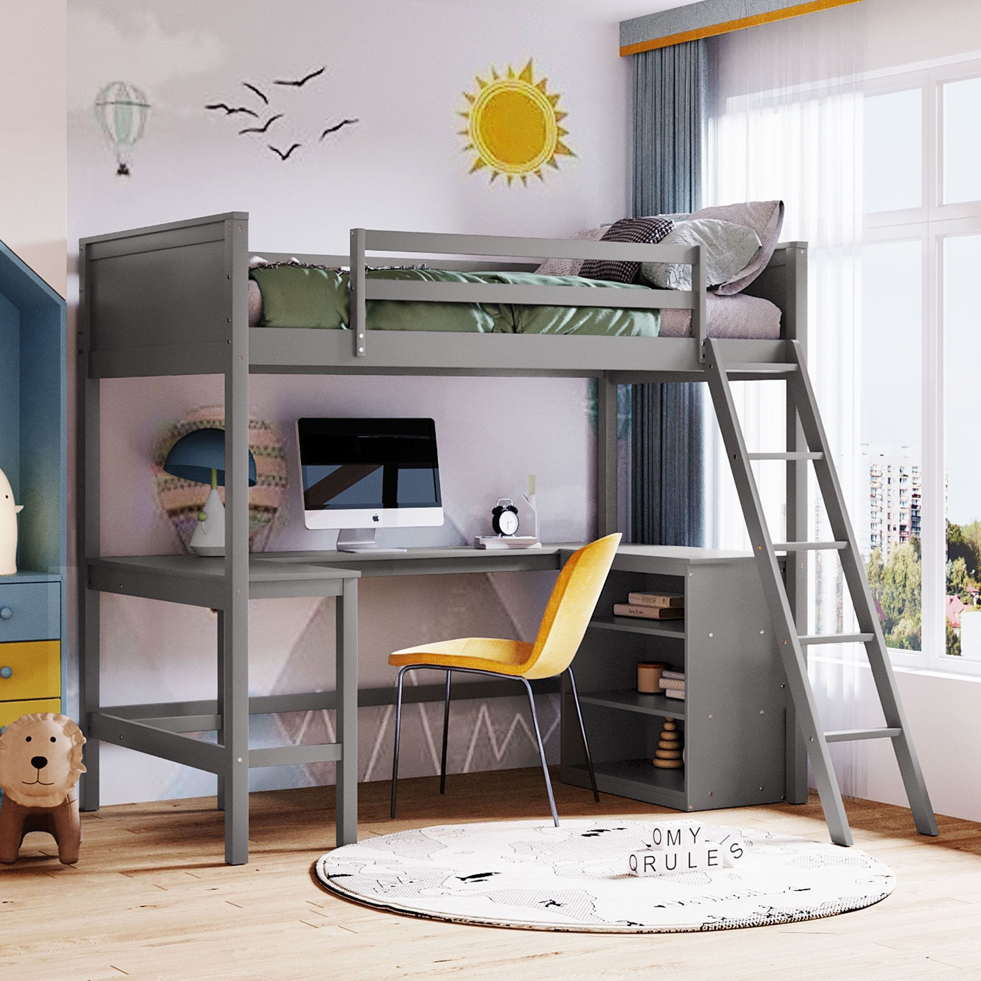 Loft Bed With Stairs And Desk pertaining to Bunk Bed Loft With Desk