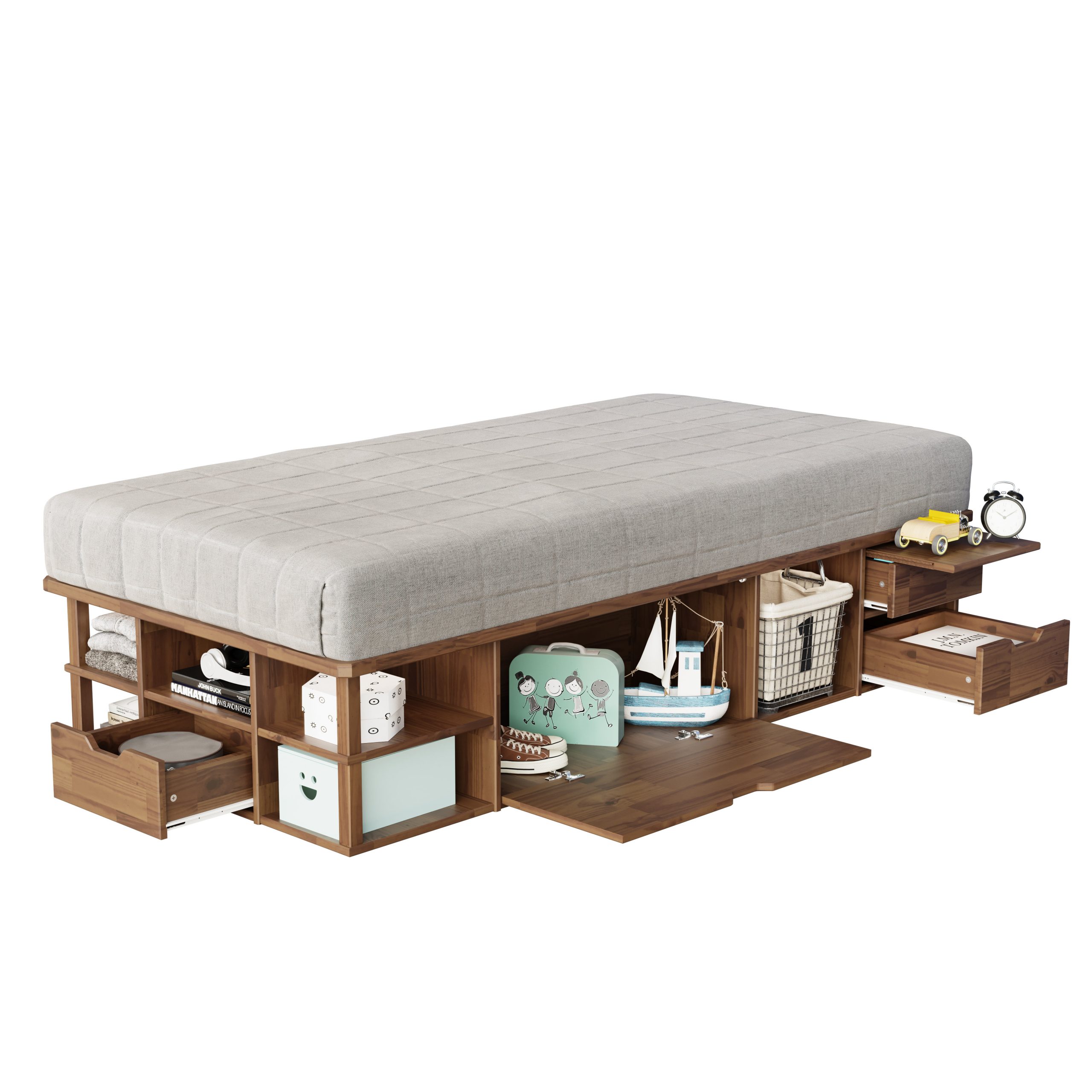 Loon Peak® Wooden Twin Xl Bed Frame With Storage -Solid Wood Platform ... inside Maintaining your wood twin xl bed frame for decades of use