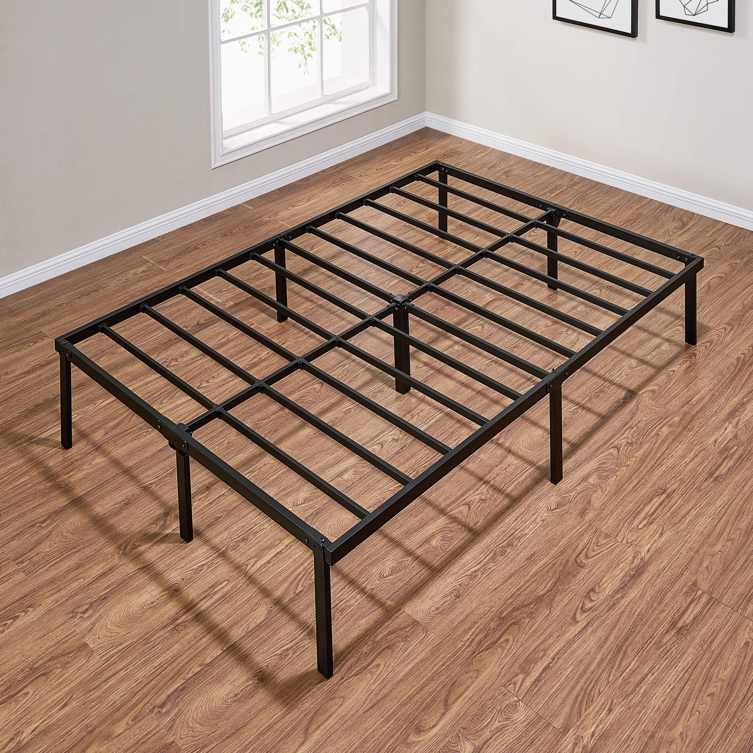 Mainstays 14" Heavy Duty Steel Slat Full Platform Bed Frame, Black ... in Heavy Duty Metal Bed Frame King
