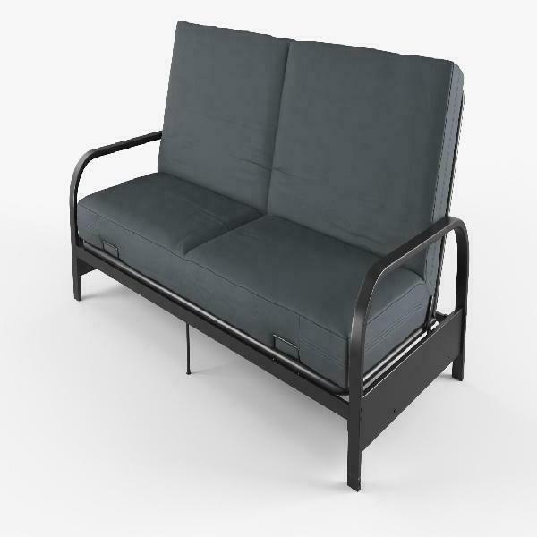 Mainstays Metal Arm Futon Black Metal Frame With Gray Mattress At Mia ... inside Metal Frame Futon With Mattress