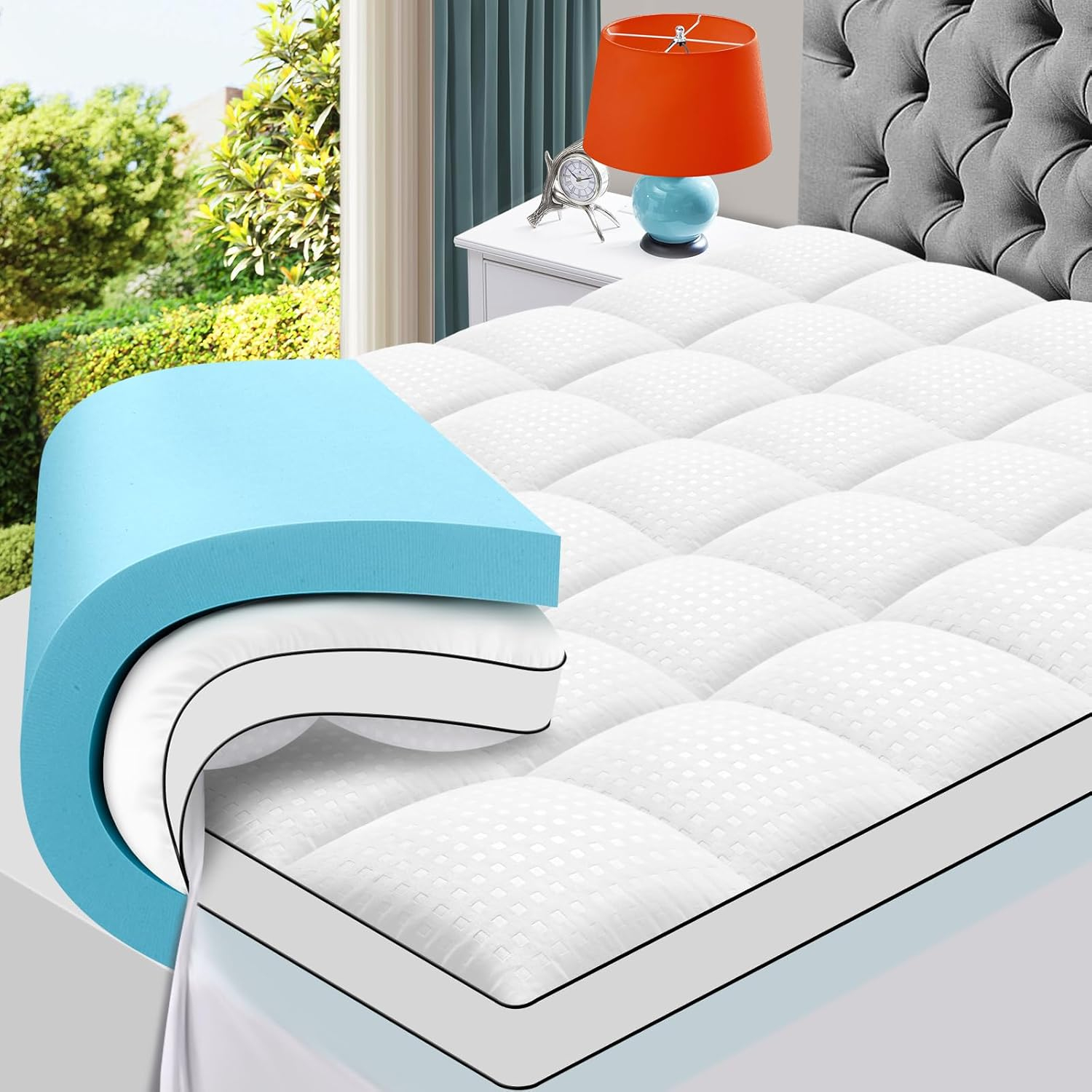 Masvis Masvis King Size Dual Layer 4 Inch Memory Foam Mattress Review ... regarding 4 In Mattress Topper King