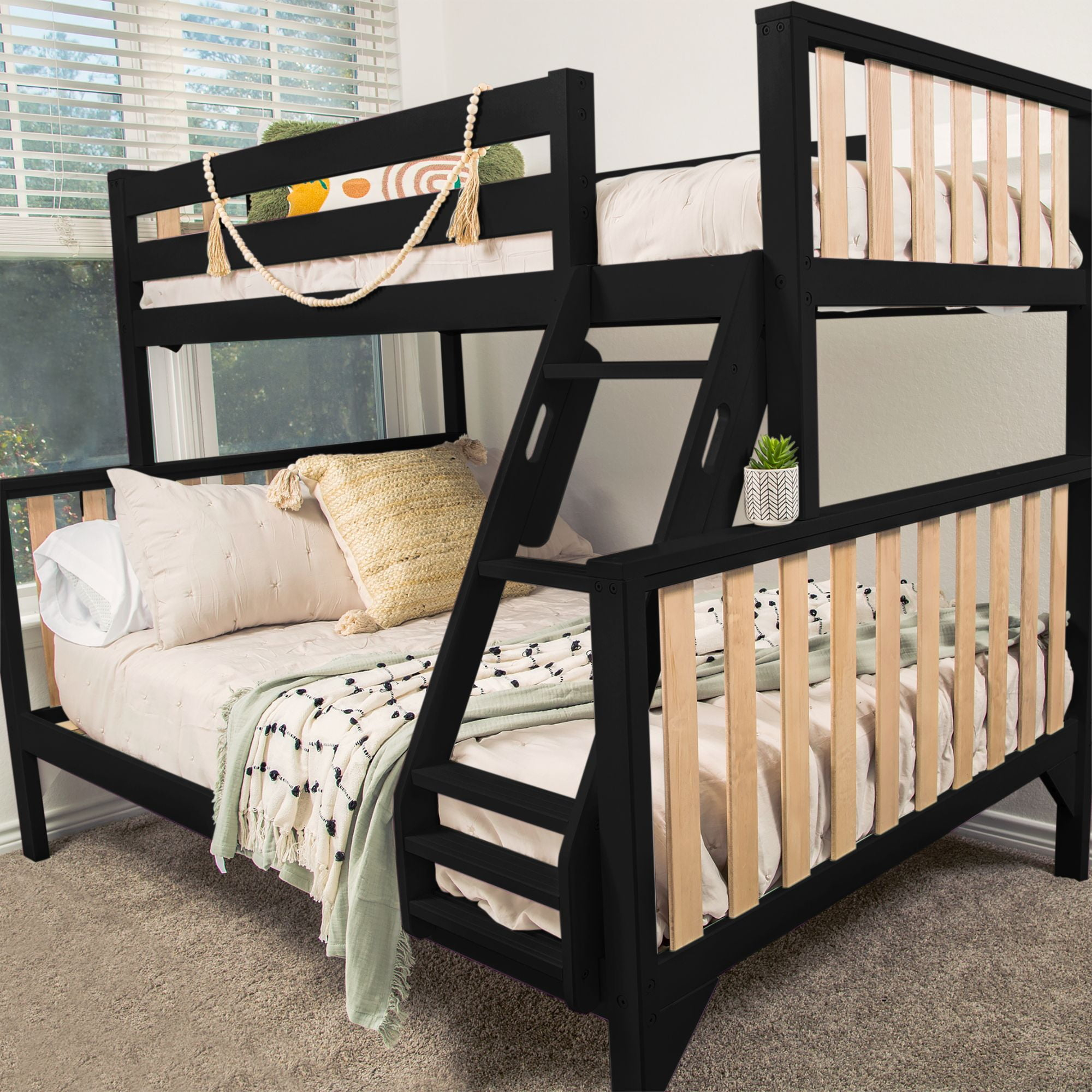 Max & Lily Twin Over Full Size Bunk Beds, Solid Wood Scandinavian Style ... for Twin Bunk Bed Solid Wood