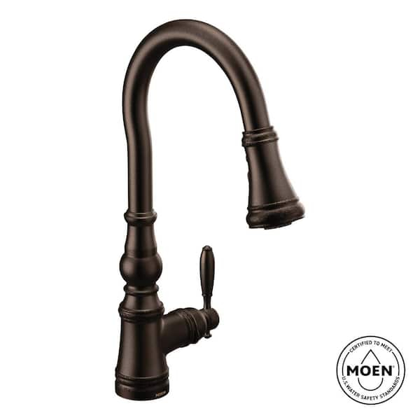 Moen Weymouth Oil-Rubbed Bronze 16.73 In. H Pull Down Sprayer Kitchen ... in How to choose the right moen oil rubbed bronze faucet for your kitchen renovation
