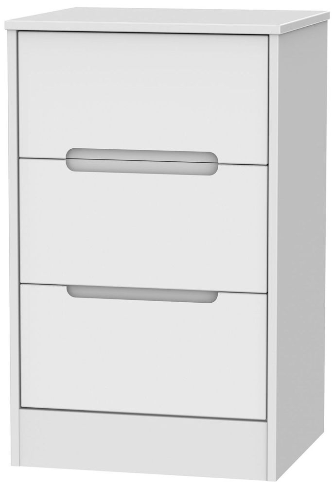 Monaco White 3 Drawer Bedside Cabinet With Integrated Wireless Charging within White 3 Drawer Bedside Cabinets