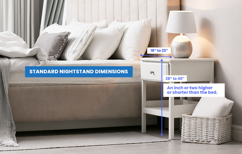 Perfect nightstand dimensions that complement a king size bed