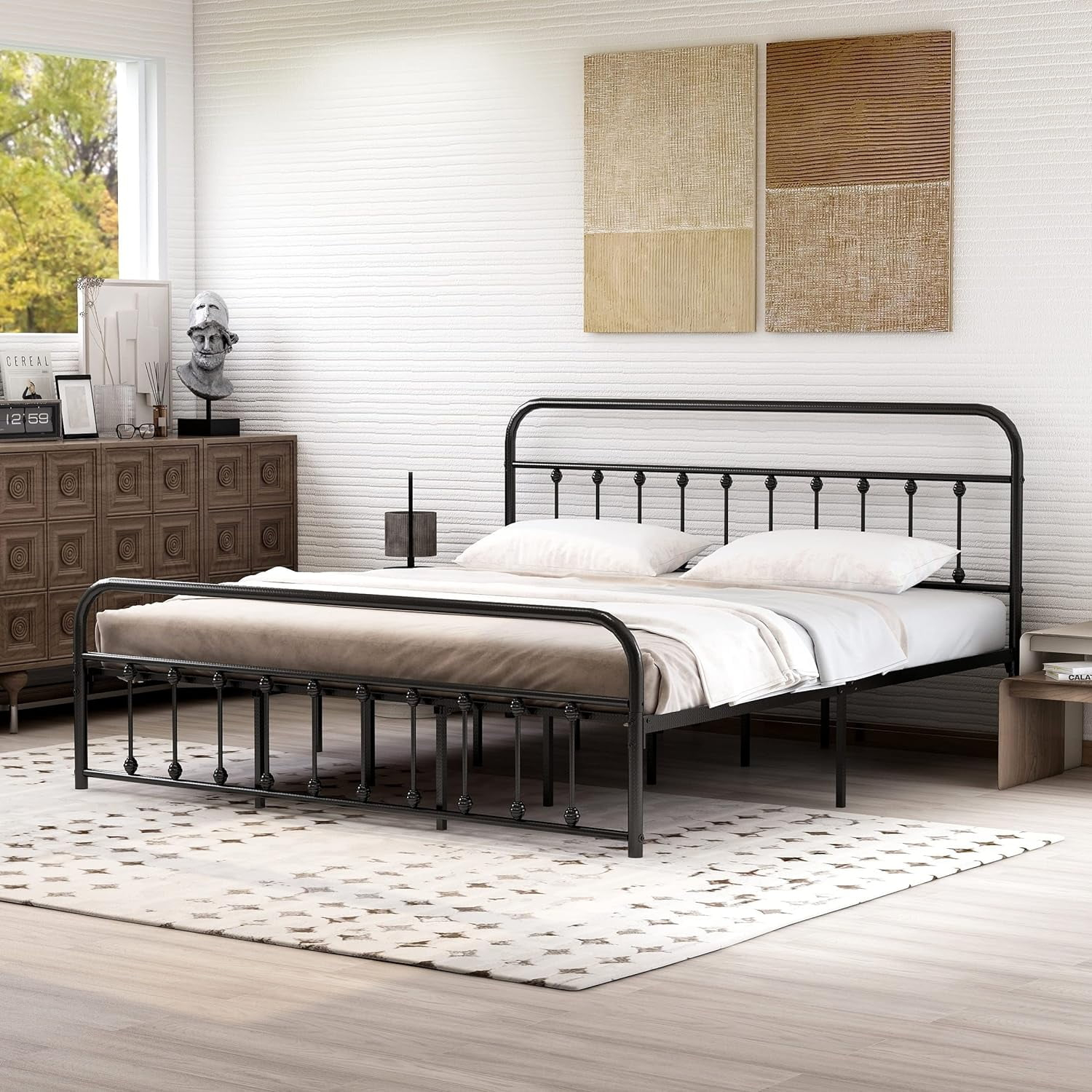 Nnv Vintage Platform Metal California King Bed Frame, Easy Assembly ... with regard to Metal Cal King Bed Frame