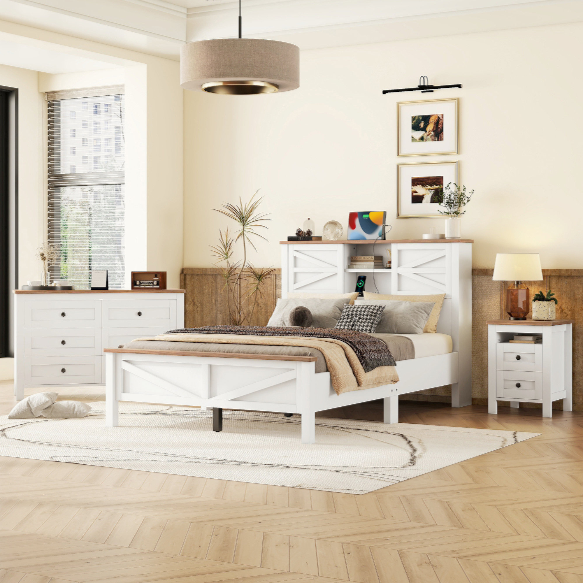 Ophelia & Co. 3-Pieces Bedroom Sets Full Size Farmhouse Platform Bed ... throughout Childrens Bedroom Sets Full Size