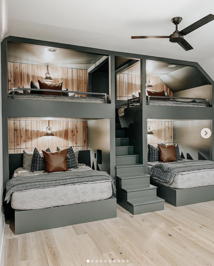 Our Built In Bunk Beds! - Our Faux Farmhouse | Bunk Beds Built In, Home ... for Adult Bunk Beds With Stairs