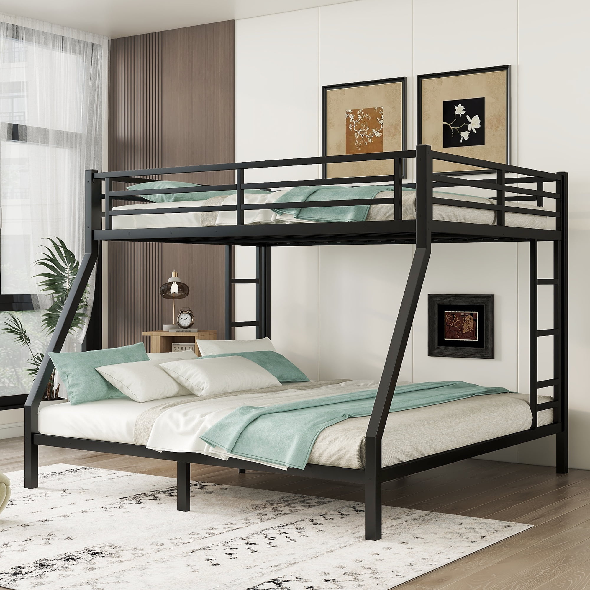 Queen Over King Bunk Bed For Teens And Adults,Heavy Duty Metal Bunk Bed ... pertaining to Creating Comfortable Sleeping Arrangements in Full Over King Bunk Beds