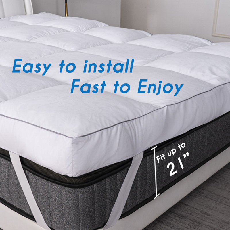 Queen Rose 4" Down Alternative Mattress Topper & Reviews | Wayfair in Down Alternative Queen Mattress Topper