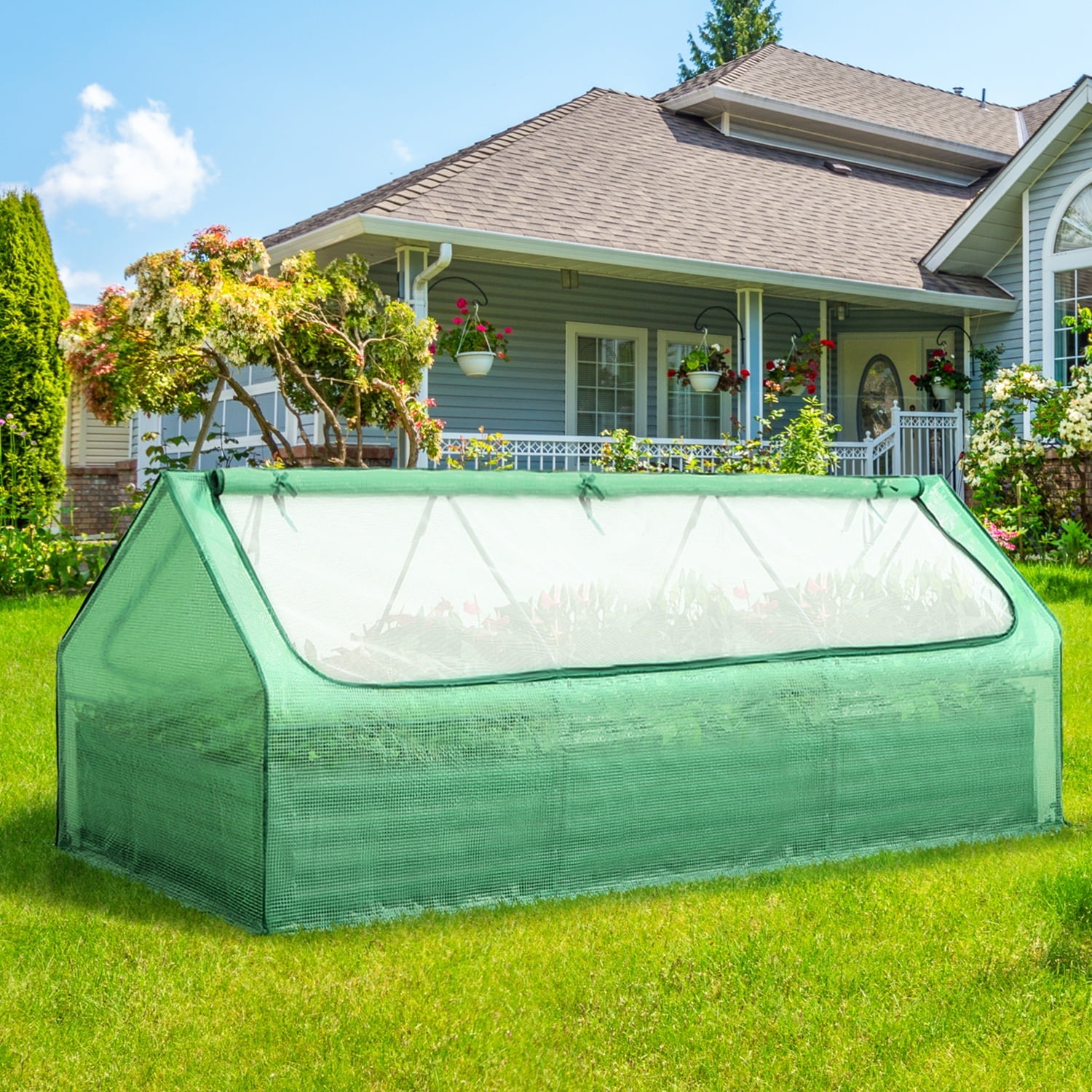 Quictent 8X4X1 Ft Raised Garden Bed With Greenhouse Cover Galvanized ... throughout Raised Garden Bed Greenhouse Cover