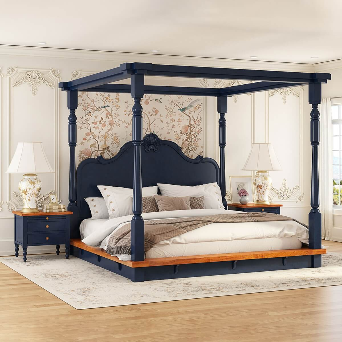 Repton King Size Canopy Bed Frame | Available In Queen & Full Size ... for How to Choose the Perfect King Size Canopy Bed Set for Your Bedroom