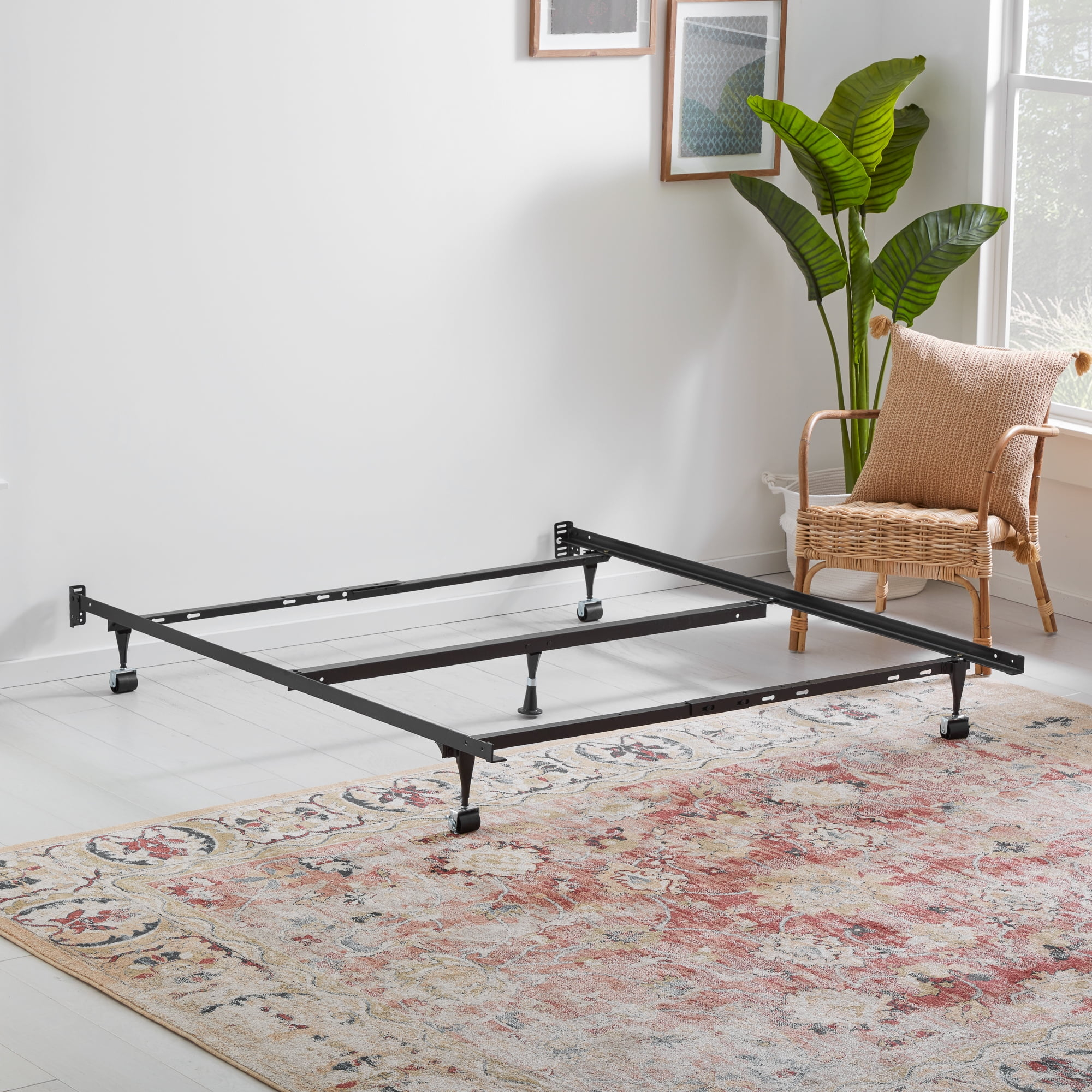 Rest Haven Metal Adjustable Bed Frame With Wheels, Box Spring Required ... throughout Exploring the evolution of metal bed frames with box springs in modern bedrooms