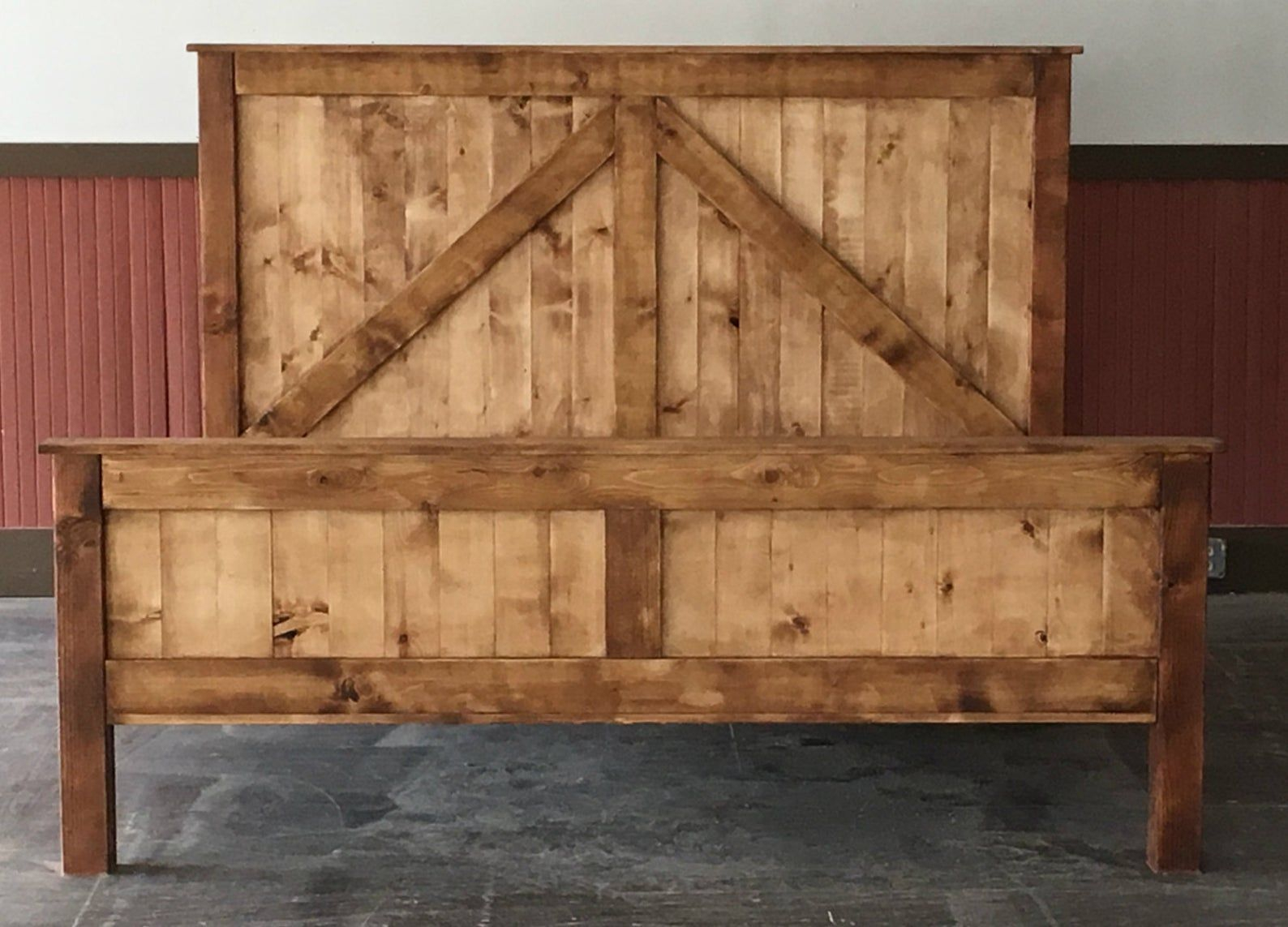 Rustic King Size Farmhouse Bed W/ Platform - Etsy | Farmhouse Bedding ... within Understanding the timeless appeal of rustic king size bed frames
