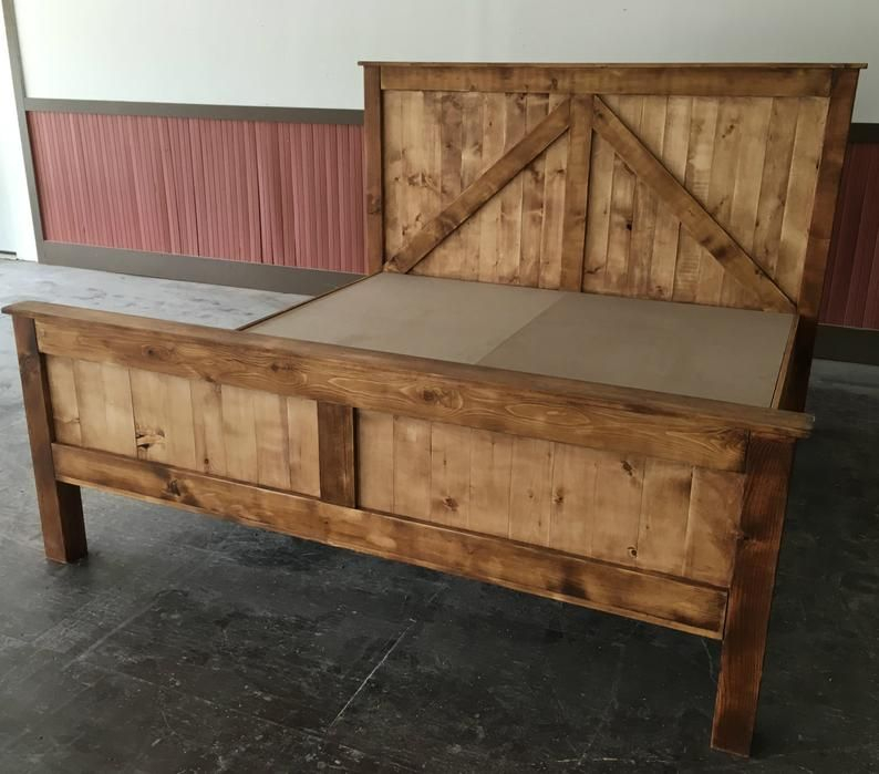 Rustic King Size Farmhouse Bed W/ Platform | Etsy | Rustic Bed Frame ... for Rustic King Size Bed Frame