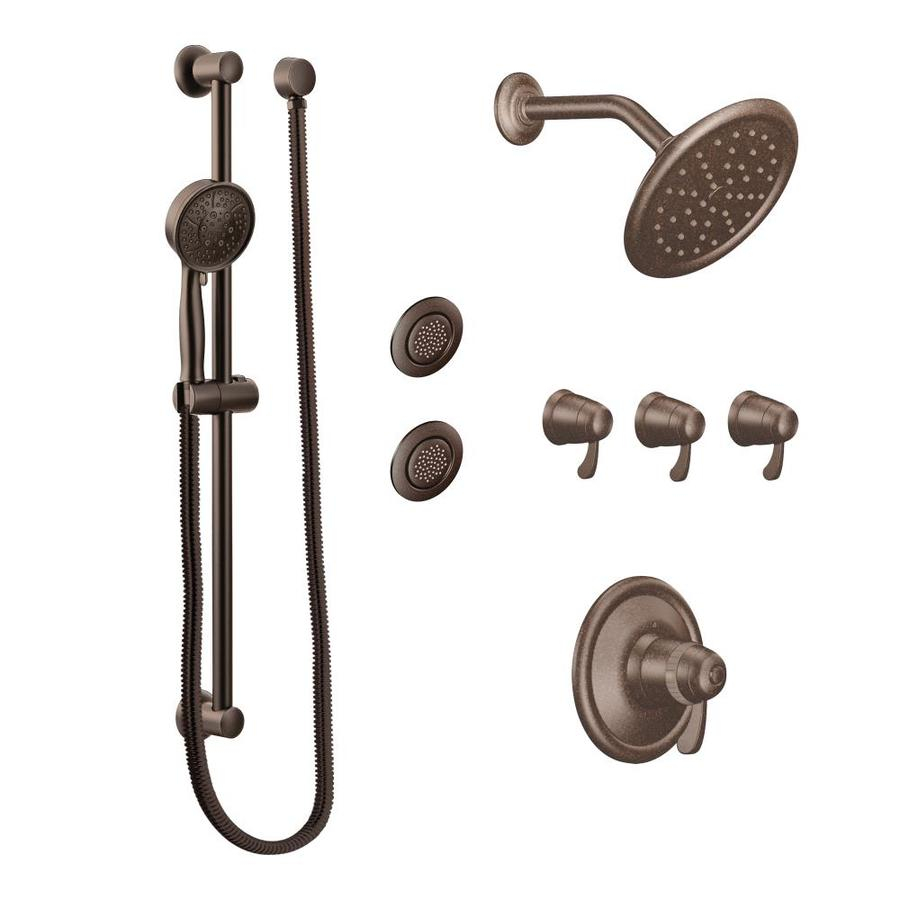 Shop Moen Transitional Oil-Rubbed Bronze-Spray Shower System At Lowes.com within Modern bathroom design trends featuring oil rubbed bronze shower systems
