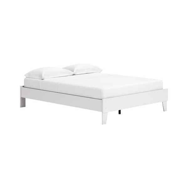 Signature Design By Ashley Socalle White Wood Frame Queen Platform Bed ... regarding The Complete Guide to Choosing the Right White Platform Bed Frame