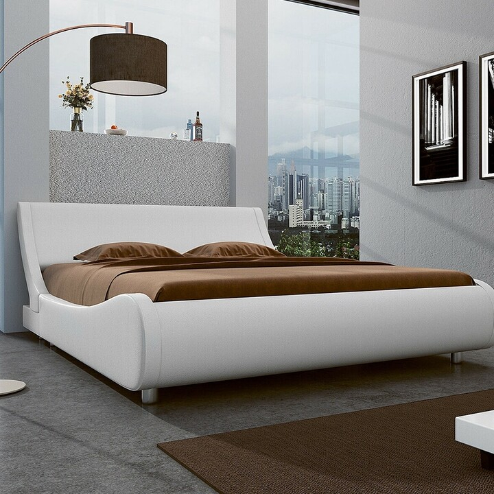 Snake River Dã©Cor King Size Leather Low Profile Sleigh Bed Frame With ... inside King Size Leather Bed Frame